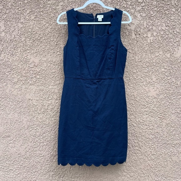 J. Crew Dresses & Skirts - J. Crew Dress Size 8 Women's Sleeveless Scallop Trim Navy‎ Blue Classy Casual
